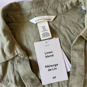 H&M Linen Blend Shirt in Sage Green
